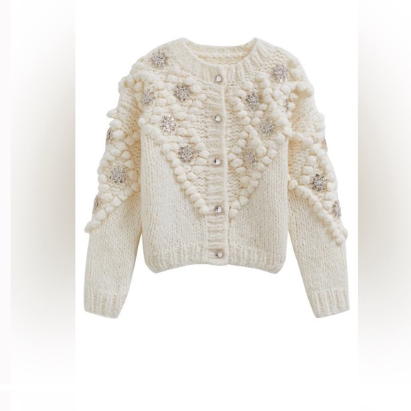 Cute 3D flower cardigan holiday style NWOT - Picture 2 of 6